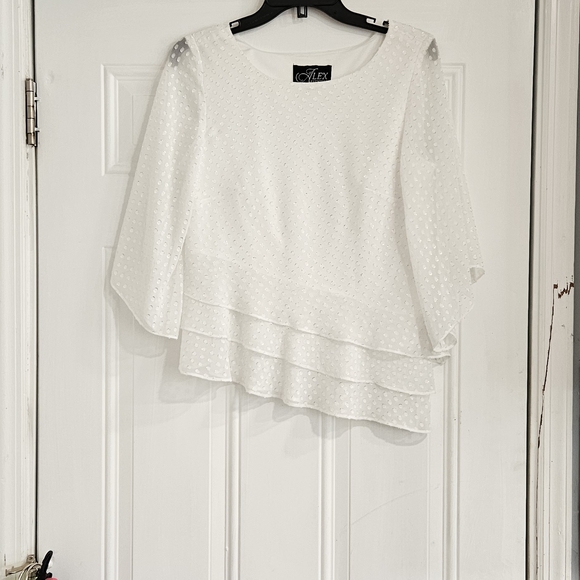 Alex Evenings Tops - Alex Evenings White Layered Blouse